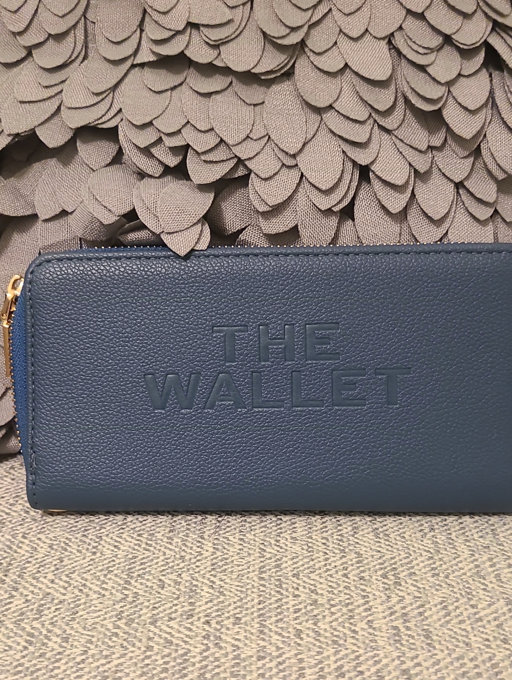 THE WALLET Embossed Zip Wallet in Slate Blue